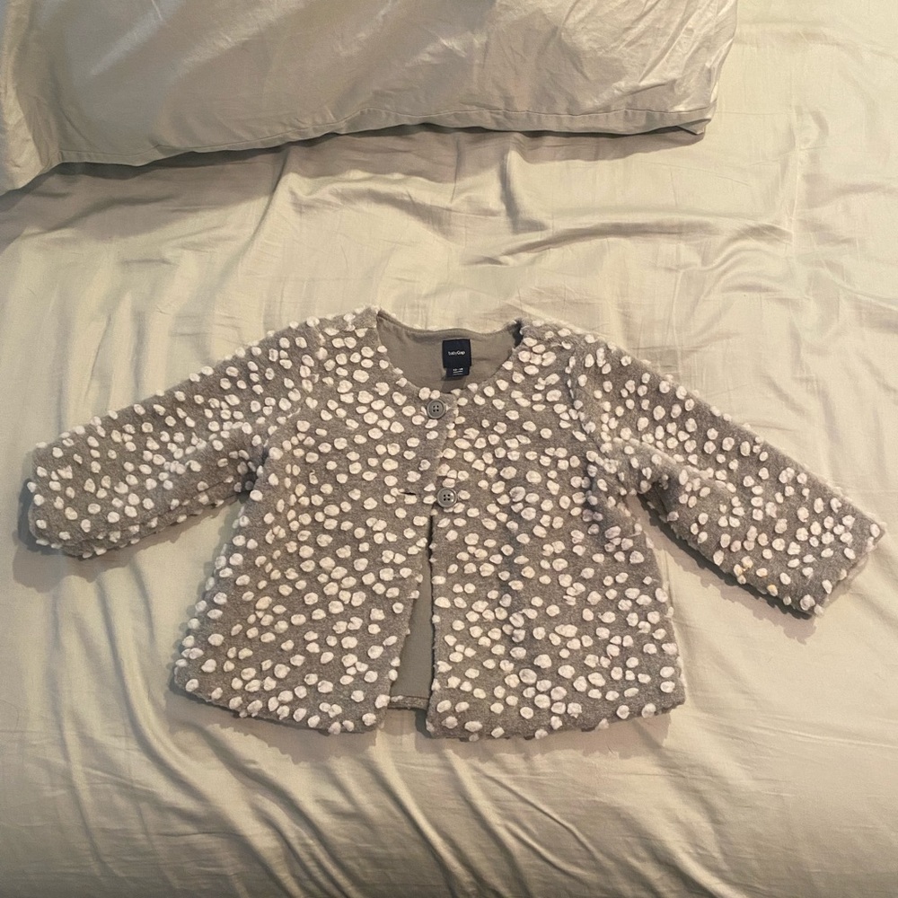 Baby Gap girls winter jacket with textured polka dots, size 12-18 months